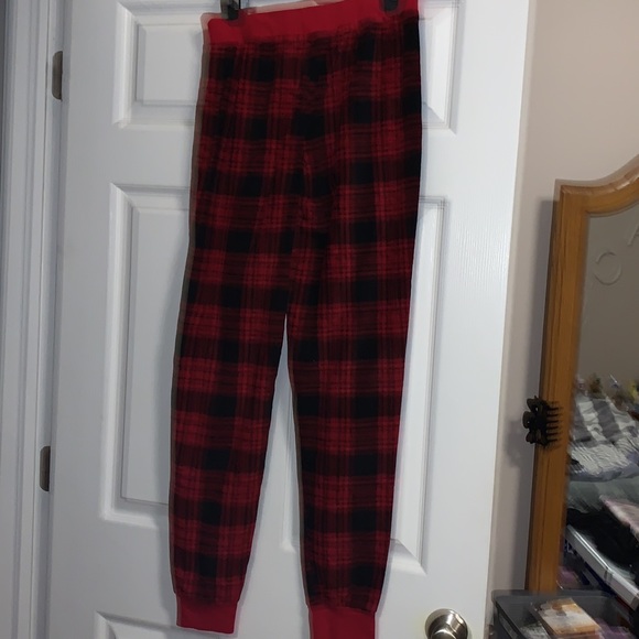 Holiday fam jams red plaid pj bottoms size medium fleece - Picture 2 of 6